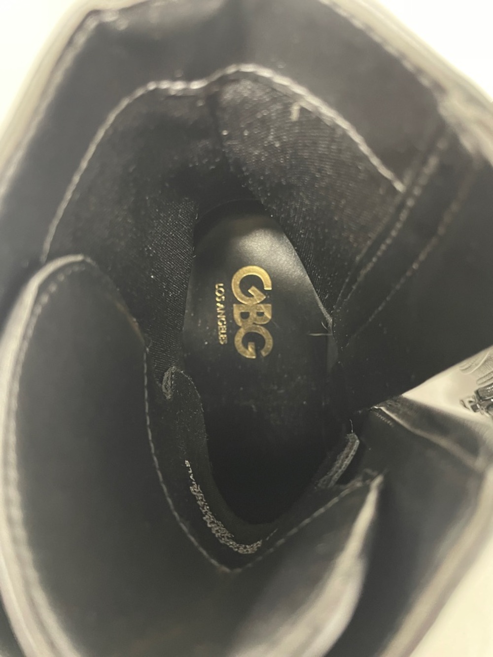 GBG Los Angeles Black Lace-Up Combat Boots with Gold Accents - Picture 12 of 13